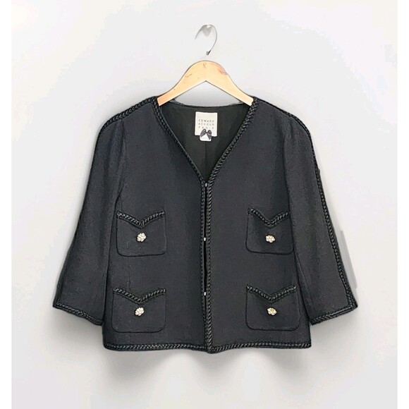 Edward Achour Paris Button Detail Crop Blazer Quiet Luxury Old Money Mature - Picture 1 of 16